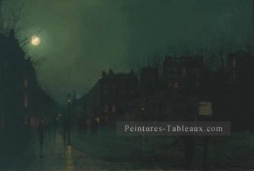 Vue de la rue Heath de nuit TCS Paysage de la ville John Atkinson Grimshaw Peinture à l'huile